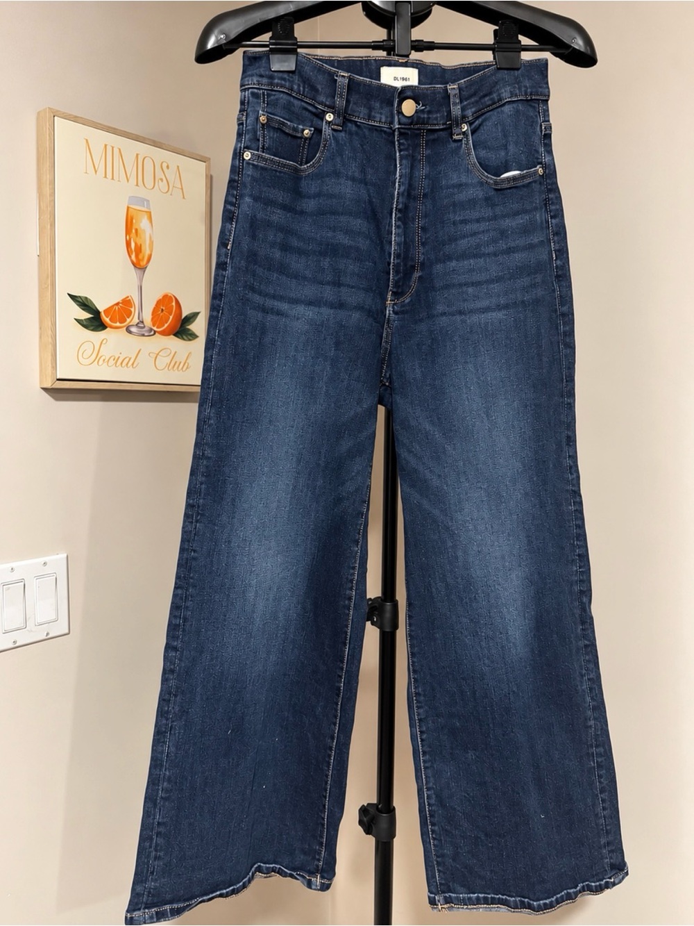 DL1961 Hepburn Wide Leg High Rise Jeans Dark Wash Size 29 27”